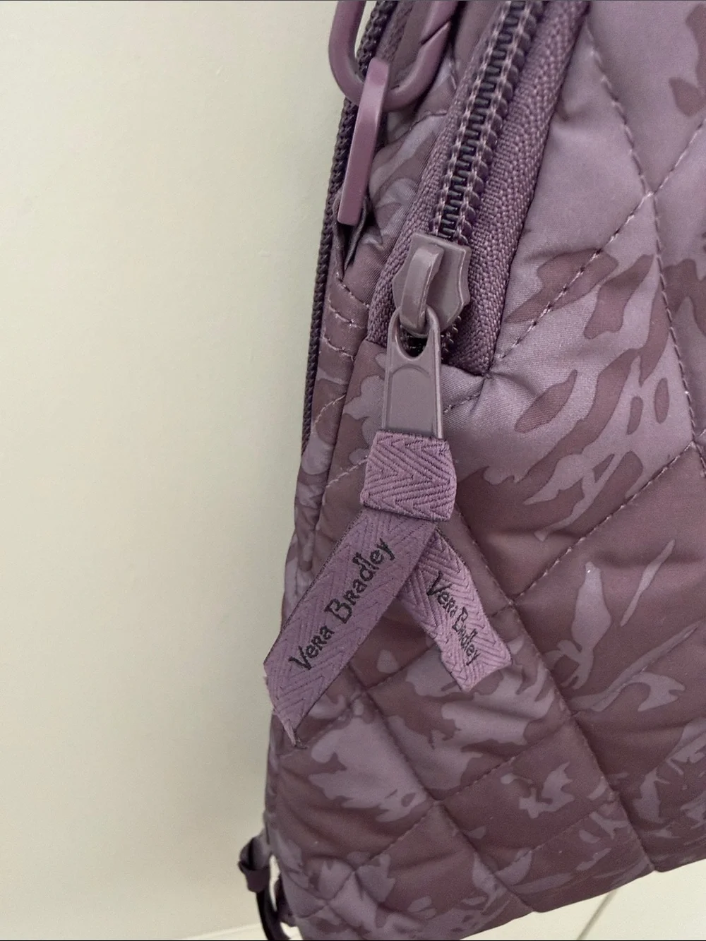Vera Bradley Quilted Ultralight Laptop Crossbody Plum Floral Tonal Chrysanthemum